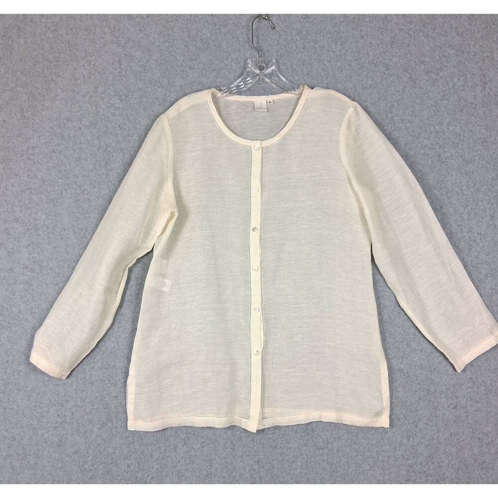 Jones New York Womens Blouse Small Linen Silk Gauze Sheer Coastal Boho Lagenlook